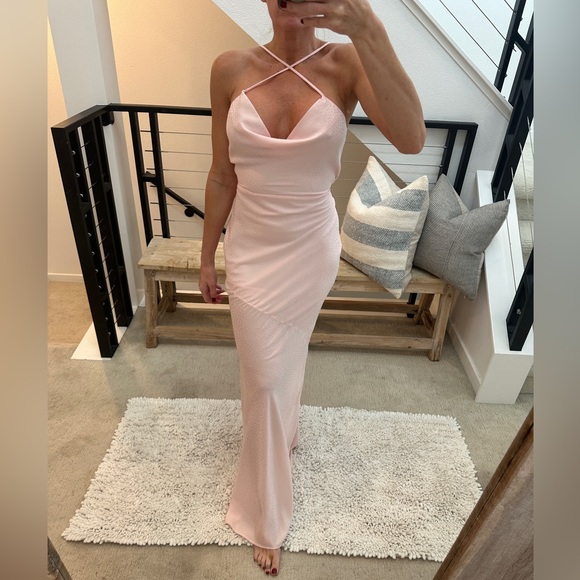 Lovers + Friends Massie Gown Blush Pink Revolve Maxi Dress Strappy Crisscross S - Picture 3 of 16